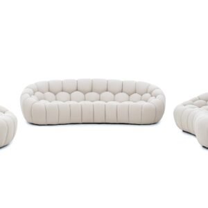 Yolonda - Modern Curved Beige Fabric Chair