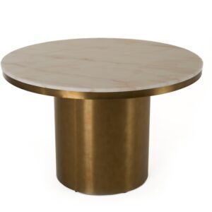 Rocky - Glam White Marble & Brush Gold Round Dining Table
