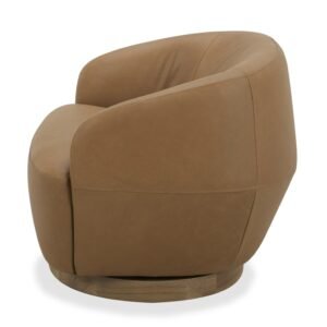 Agatha - Modern Tan Leather Swivel Accent Chair