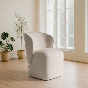 Souza - Modern Beige Fabric Swivel Dining Chair