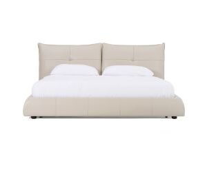 Queen Patrick - Modern Light Grey Leather Bed