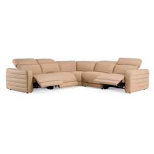 Bianca - Modern Brown Leather Sectional Sofa w/ 3 Recliners