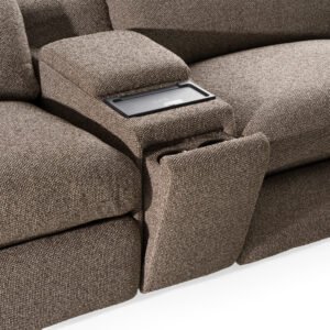 Ambler - Modern Brown Fabric Sectional Sofa w/ 2 Power Recliners Left Facing Chaise