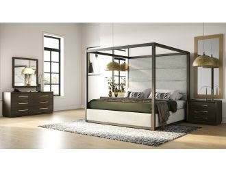 Queen Manhattan - Contemporary Canopy Cherry Bedroom Set