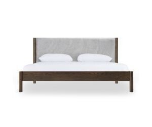 Queen Carolina - Modern Grey Fabric + Wenge Bed