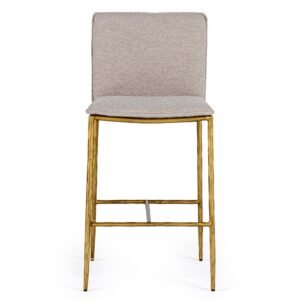 Atlanta - Modern Beige Fabric & Brass Counter Chair