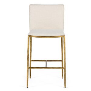 Atlanta - Modern Off-White Fabric & Brass Counter Chair