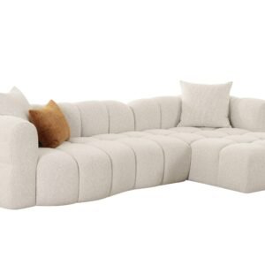 Freya - Modern Beige Fabric Sectional Sofa w/ Console