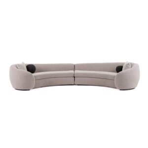 Kilmer Modern Grey Curved Fabric Sectional Sofa