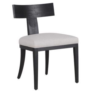 Fabien - Mid-Century Modern Beige Linen + Black Walnut Dining Chair (Set of 2)