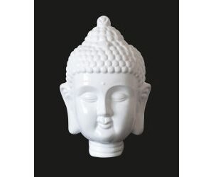 Modern White Buddha Head Sculpture