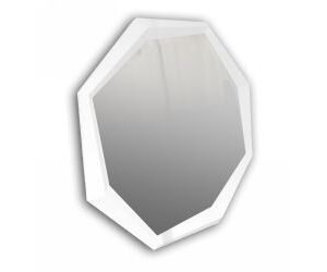 Octagon Modern White Crocodile Lacquer Mirror