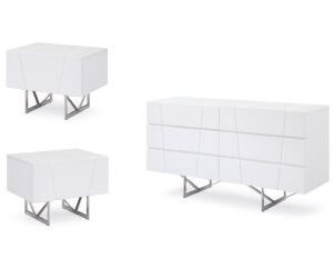 Chrysler White Dresser and Two Nightstands
