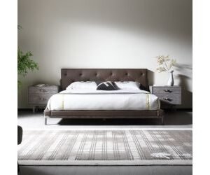 Eastern King BD2406 - Sample - Brown Vegan Leather Bed