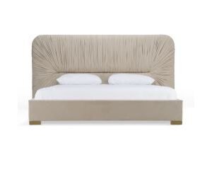 Queen Florence - Modern Beige Velvet + Gold Bed