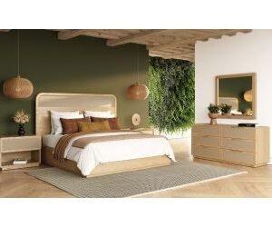 Queen Gavin - Modern Natural Ash + Rattan Bedroom Set