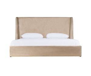 Eastern King Roma - Modern Taupe Microfiber Upholstered Bed