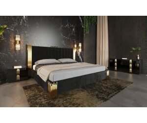 Eastern King Token Modern Black & Gold 4-Piece Bedroom Set