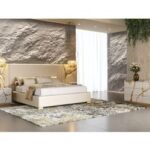 Eastern King Aspen - Modern Beige + White + Gold 4-Piece Bedroom Set