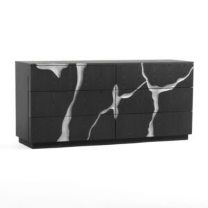 Aspen - Modern Matte Brown Ash & Silver Dresser