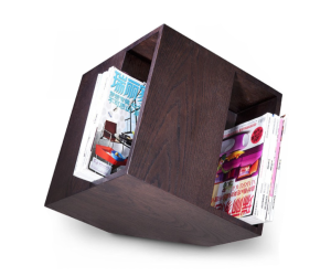 Book Modern Brown Oak Cube Magazine Rack