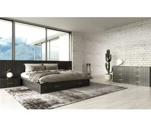 Queen Manchester- Contemporary Dark Grey 4-Piece Bedroom Set