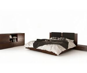 Eastern King Fantasia - Dark Walnut Dark Grey 4-Piece Bedroom Set